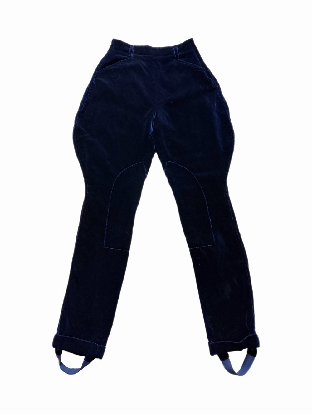 VTG Ralph Lauren Jodhpur Velvet Dark Blue Galife Stirrup Pants S Made in USA